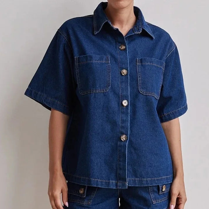 Women's Cross-Border Summer Suit™ Casual Vintage Loose-Fit Denim Shorts Suit