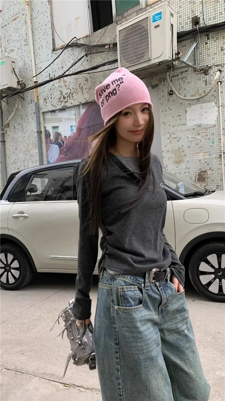 Women's T-Shirt™ Long Sleeves Korean Fashion Style O-neck Fake two items T-shirt