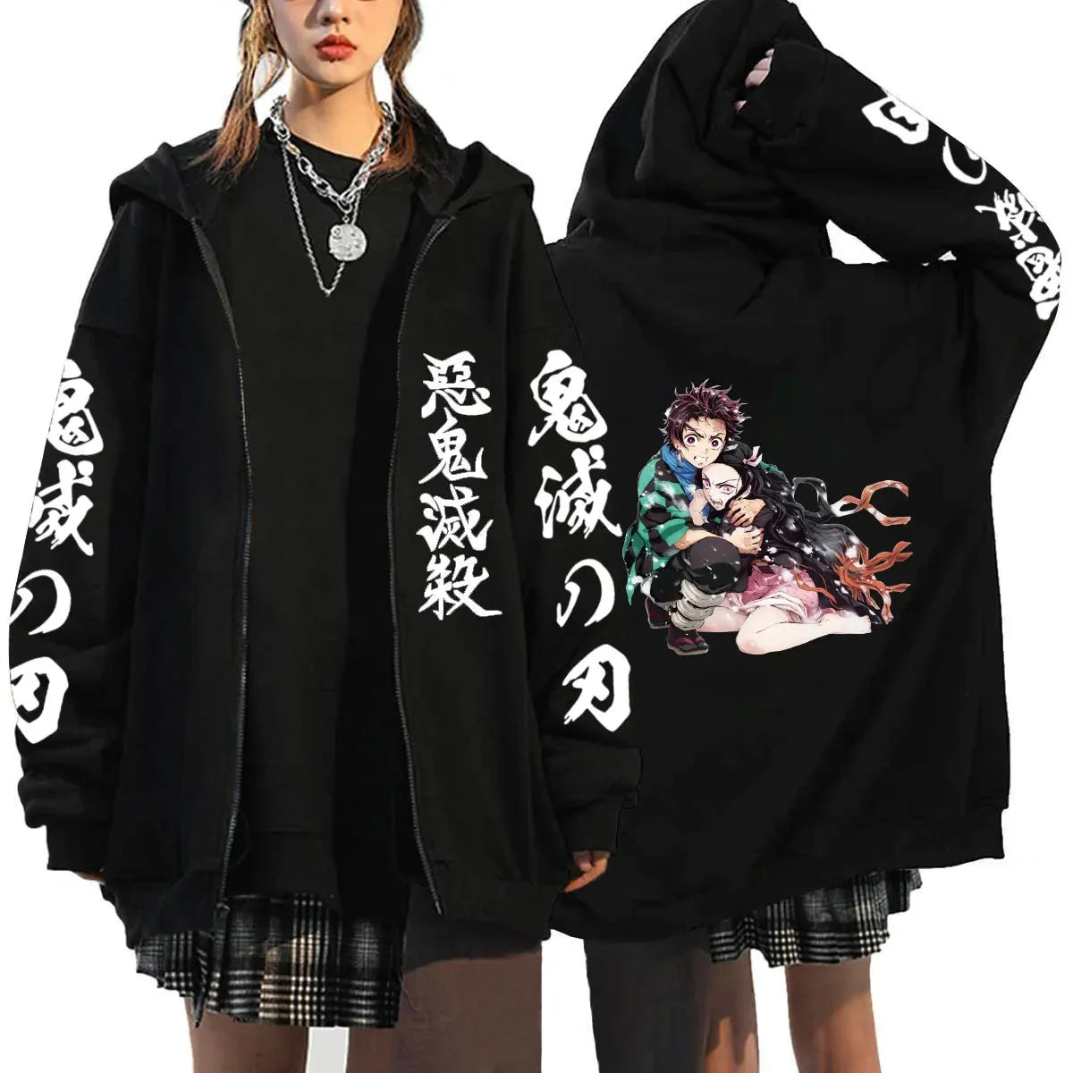 Women's Demon Slayer Zipper Hoodies™ Anime Oversized Full Zip Hoody