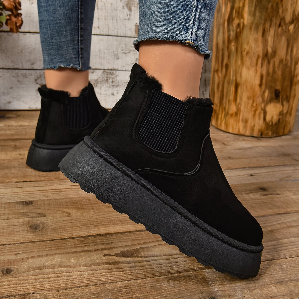 Women's Winter Short Plush Boots™ Warm Snow Suede Fur Chelsea Ankle Boots