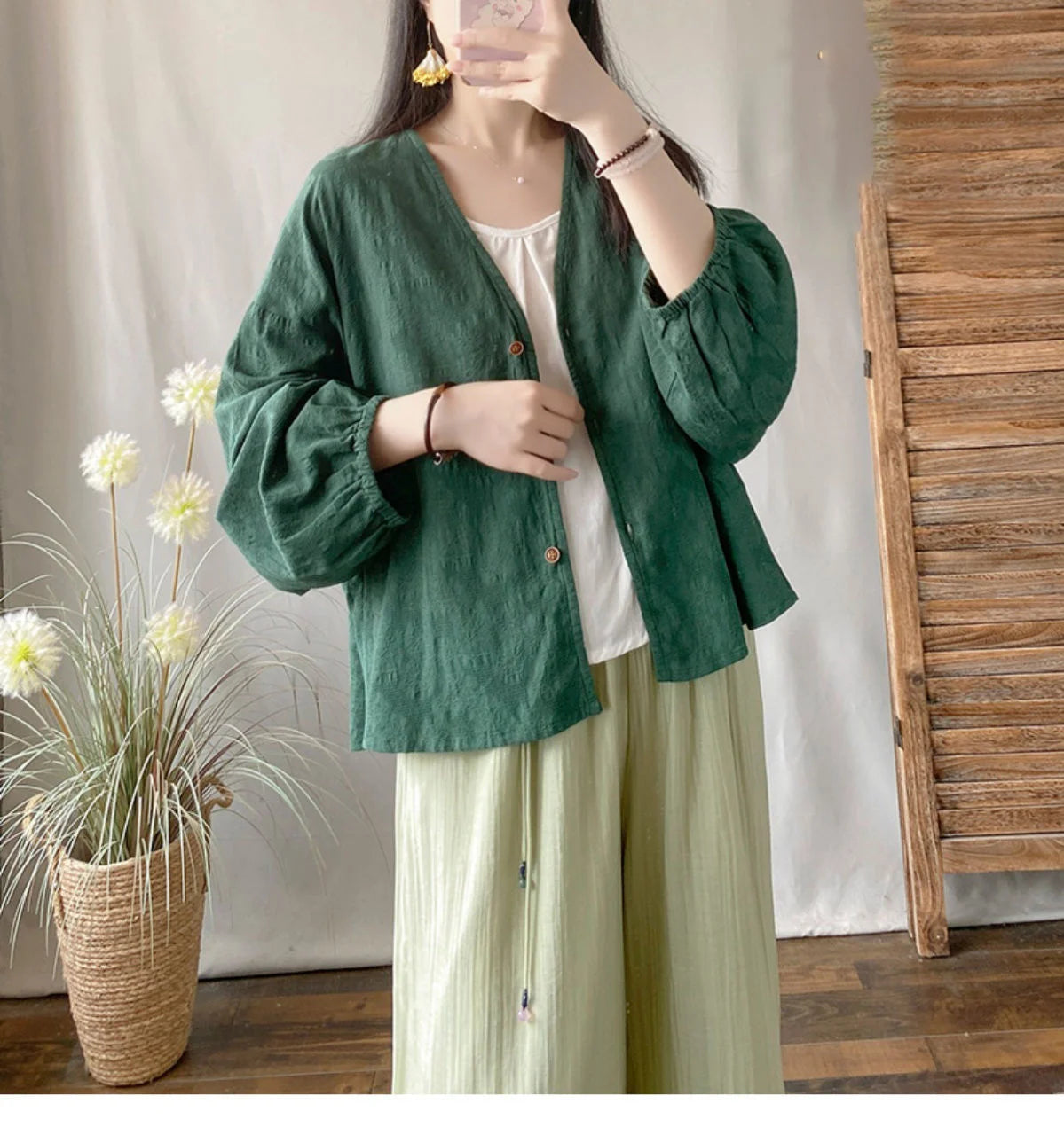 Women's Loose Cotton Linen Summer Tops™ Long Sleeve Shirt Air Conditioning Tank Top