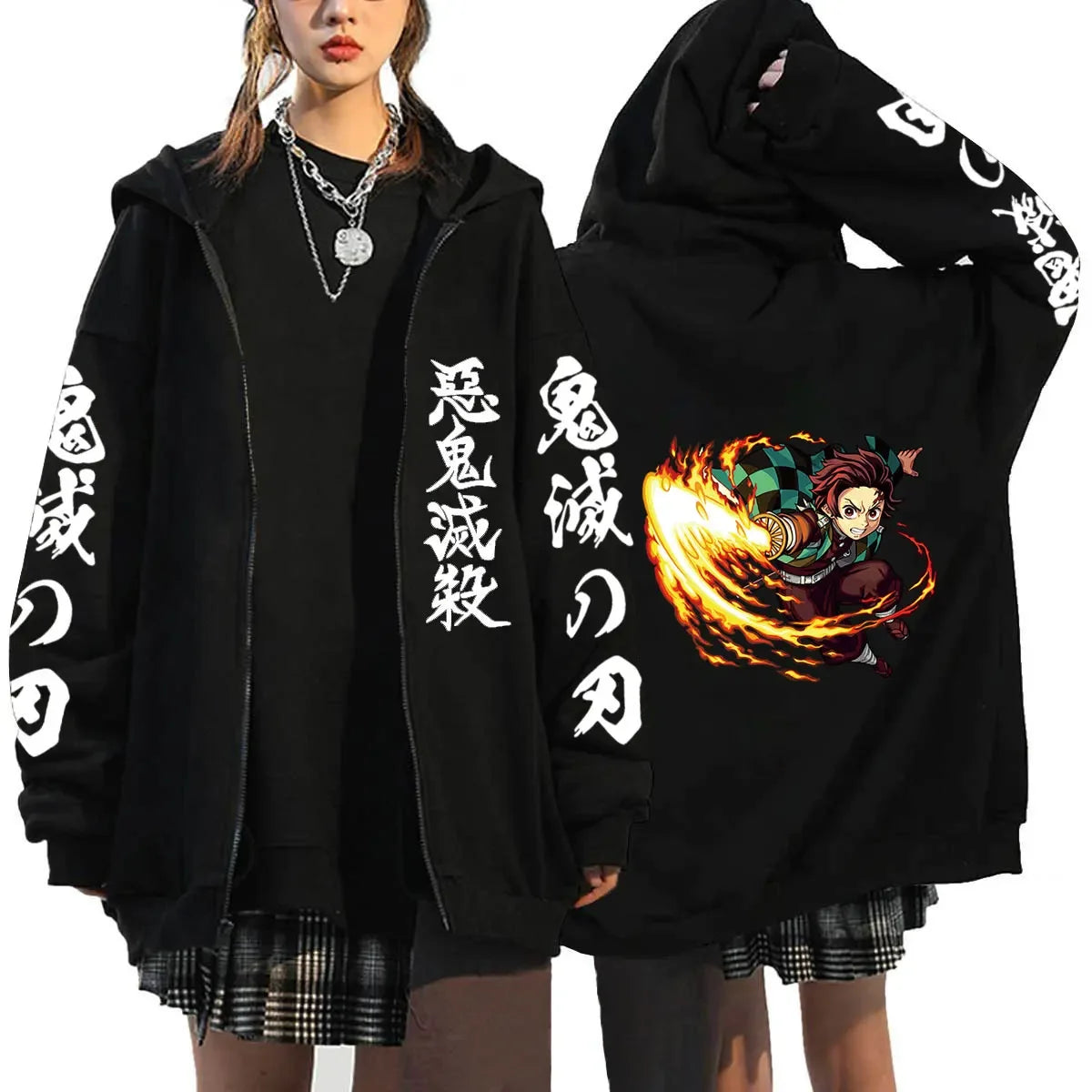 Women's Demon Slayer Zipper Hoodies™ Anime Oversized Full Zip Hoody