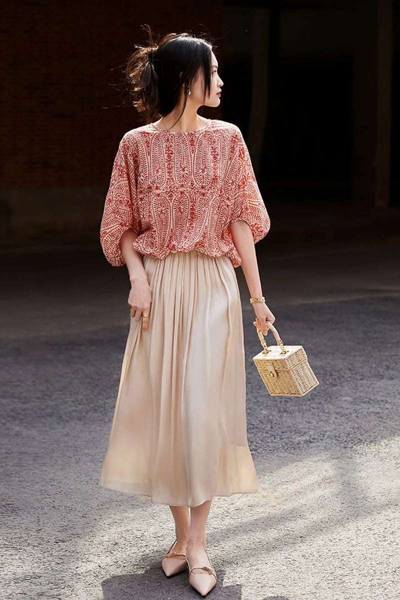 Women's Vintage Bow Bandage Print Shirts™ Korean Batwing Sleeve  Tops