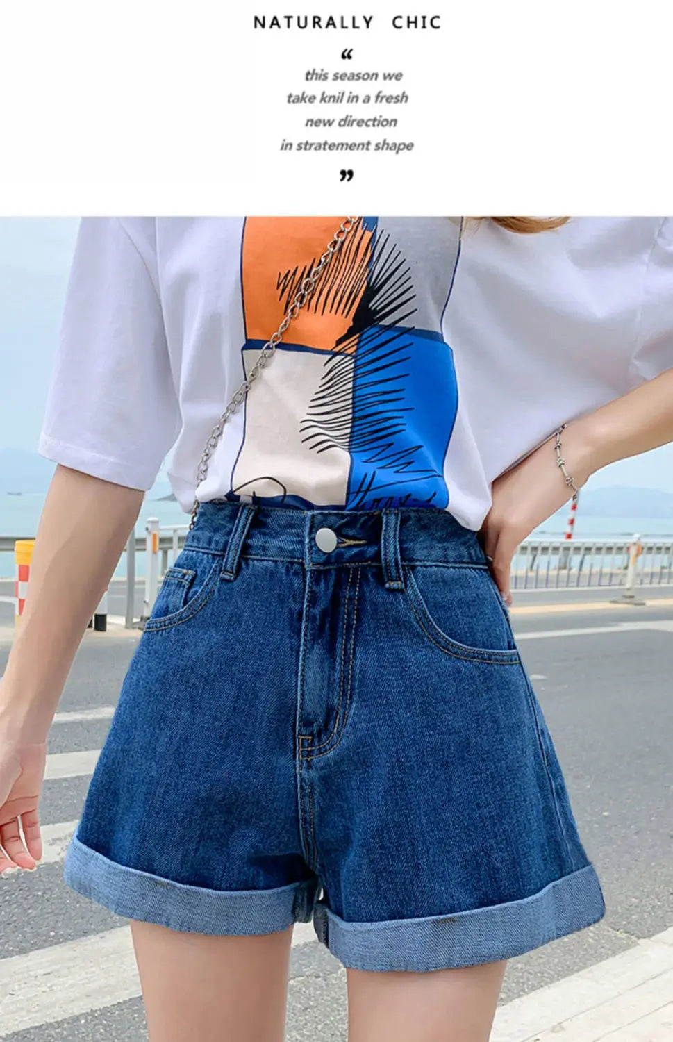 Women's Denim Shorts™ High Waist Cotton Wide-leg Short Pants