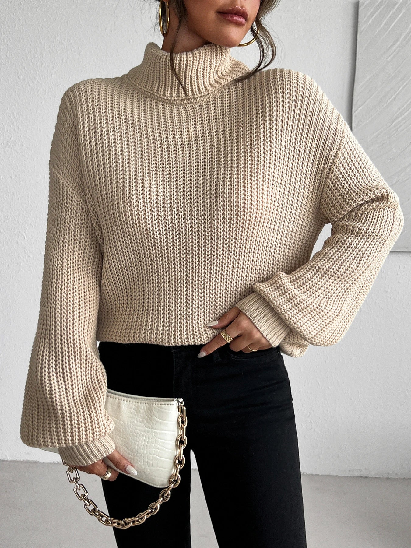 Women's autumn and winter pullover™ high neck long sleeved sweater