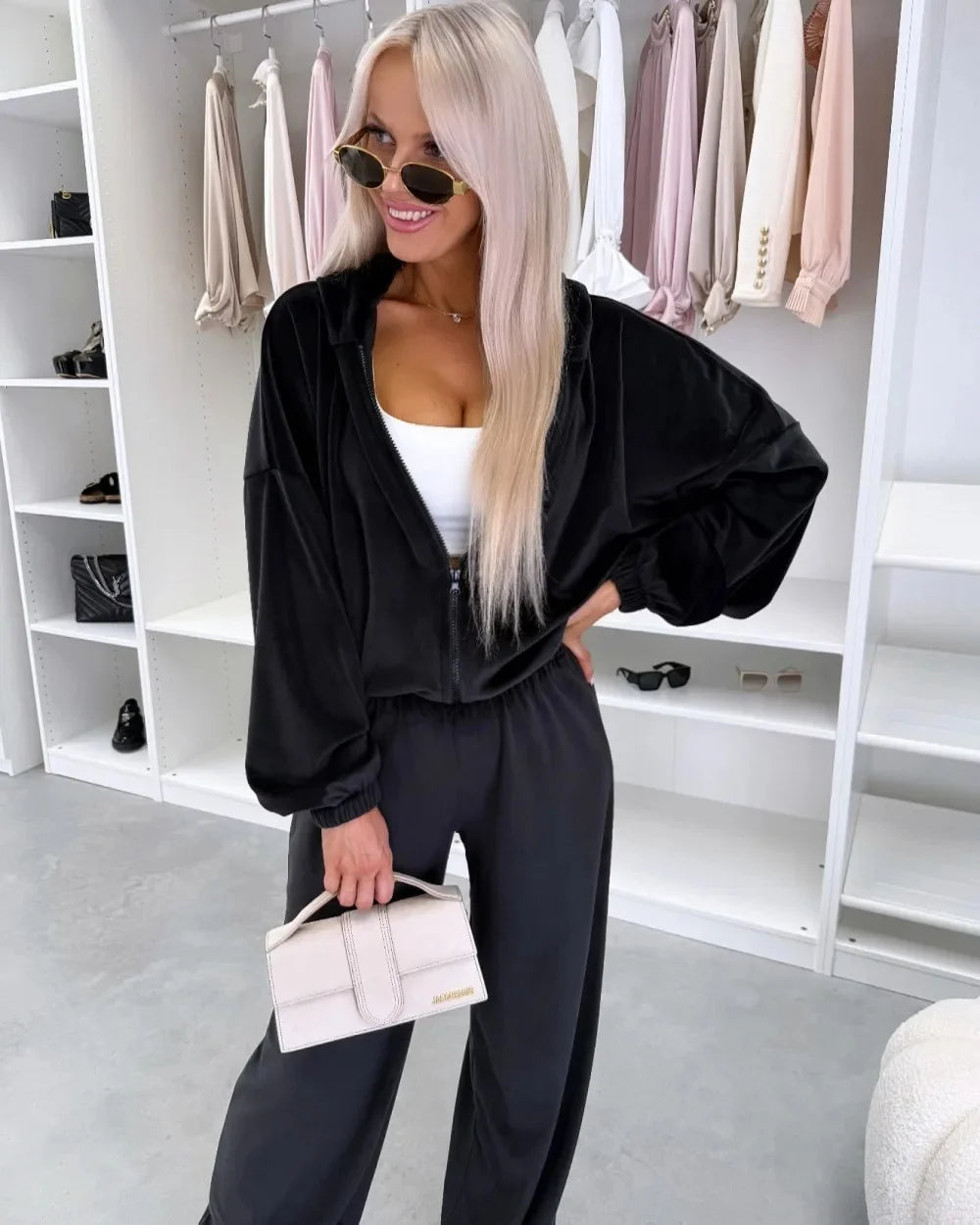 Women's  Casual Outfit™ Zipper Hooded Cardigan + Wide Leg Pants Two Piece Set