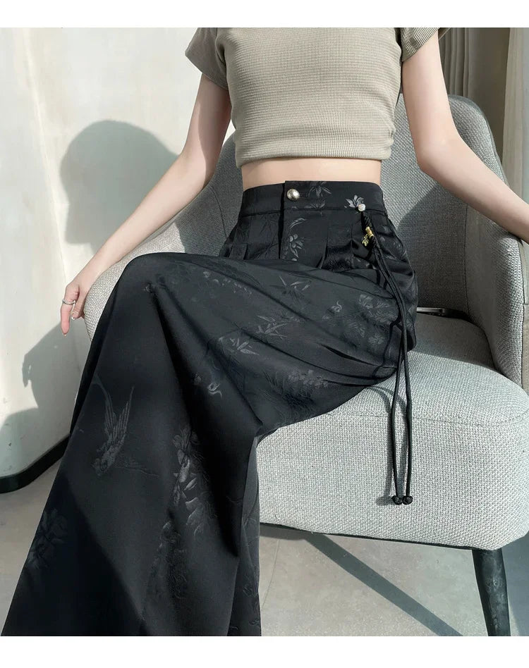 Women's Jacquard Wide Leg Satin Pants™ Casual Loose Pants