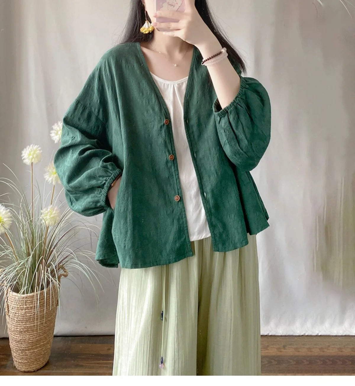 Women's Loose Cotton Linen Summer Tops™ Long Sleeve Shirt Air Conditioning Tank Top