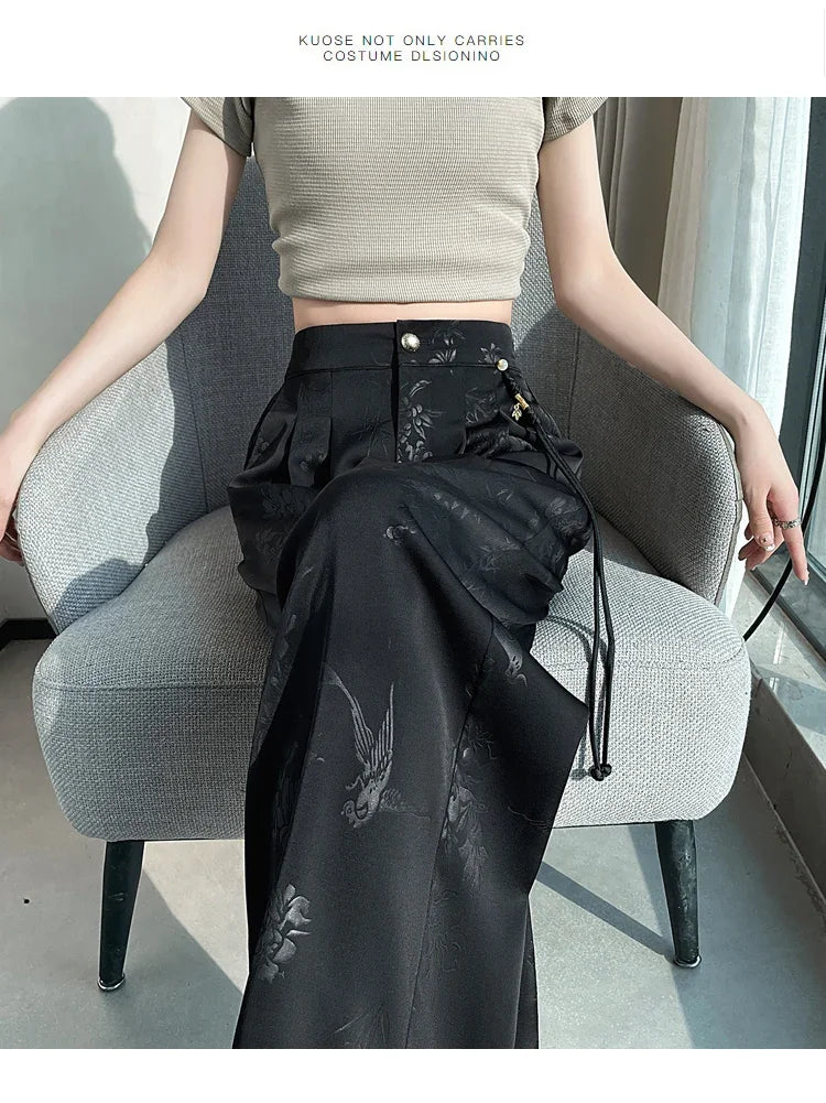 Women's Jacquard Wide Leg Satin Pants™ Casual Loose Pants