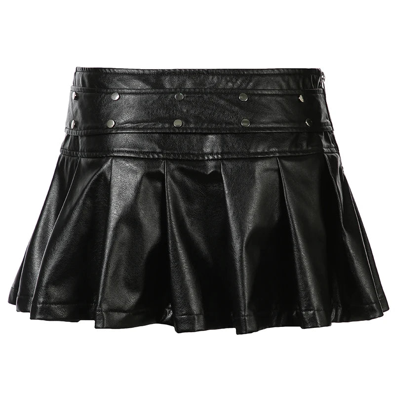 Women's Rockmore Y2k Vintage Mini Skirt™ Punk Style PU Leather High Waist Short Skirt