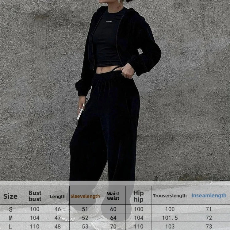 Women's Casual Two Piece Set™ Long-sleeved Hooded Cardigan + Elastic Trousers Tracksuit