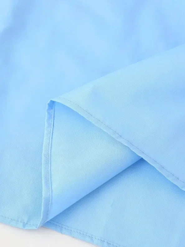 Women's V-Neck Blue Dress™ Waist-Fitted Bow-Decored Long Dress