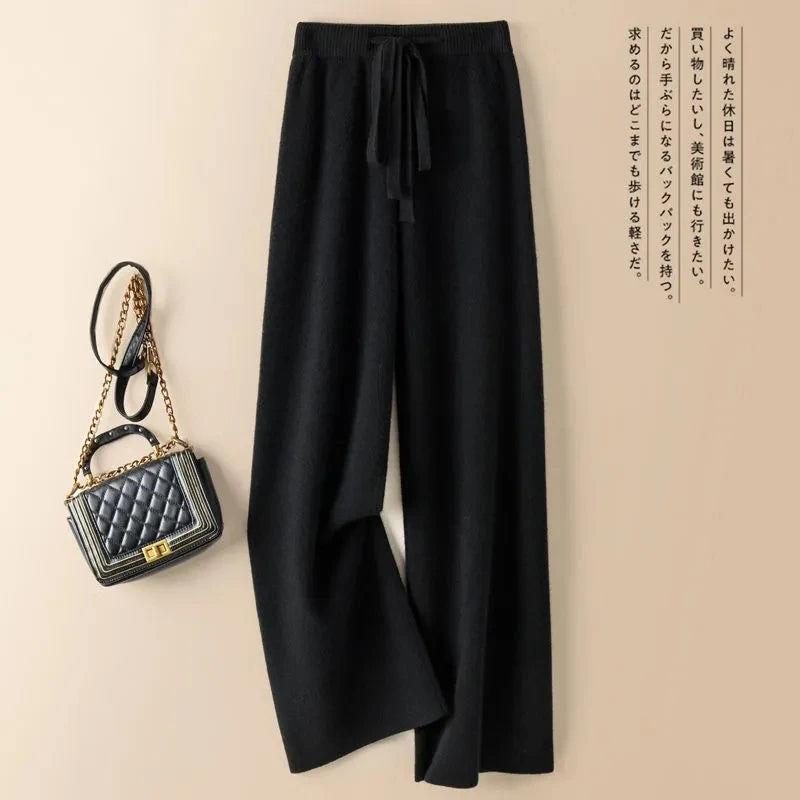 Women's Knitted Elastic High Waist Pants™ Straight Ankle-Length Soft Pants