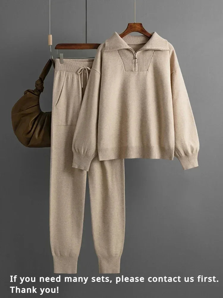 Women's Knitted Suit™ 2 Piece Sets Outfit Trouser Oversized Casual Sweaters Jogging Knitwear Tracksuit