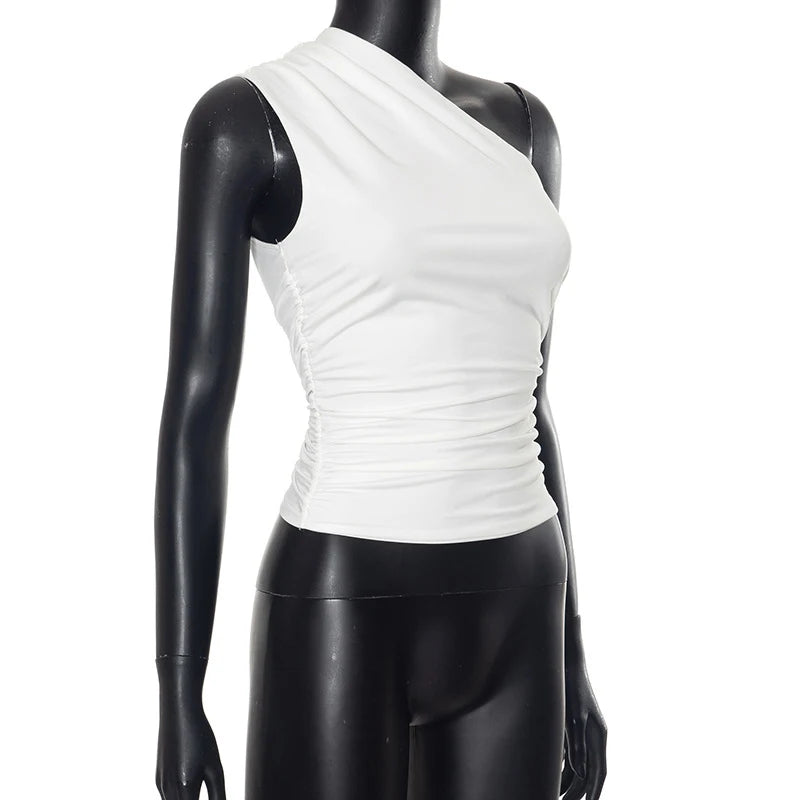 Women's One Shoulder Backless Shrink Tank Top™ Tight Sexy Sleeveless Neckless Slim T-Shirt