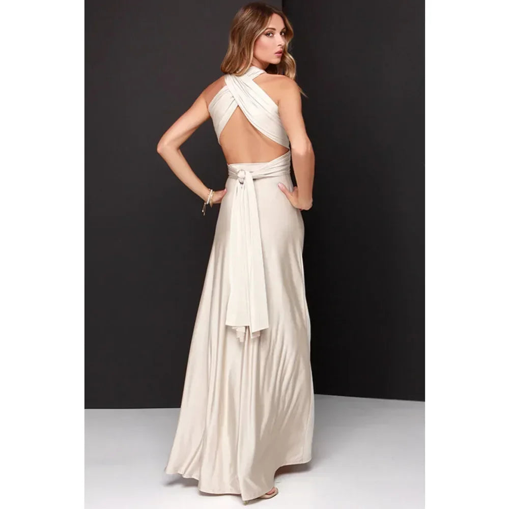 Women's Multi-worn V-neck Long Dress™ Strapped Summer Maxi Dress