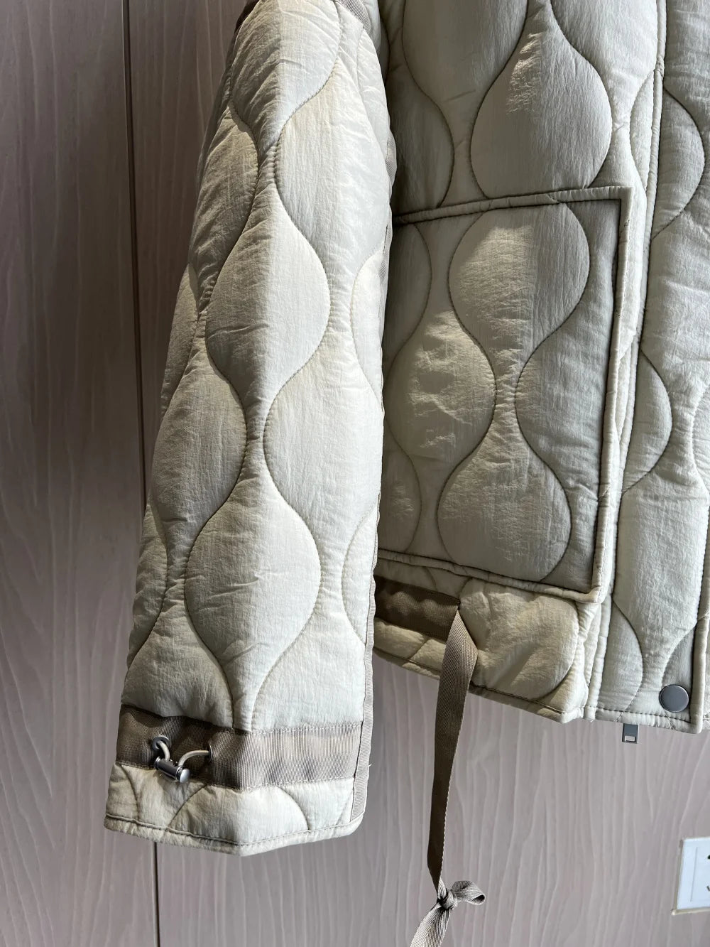 Women's Quilted Coat™ drawstring ties high neck pocket clip cotton jacket for women