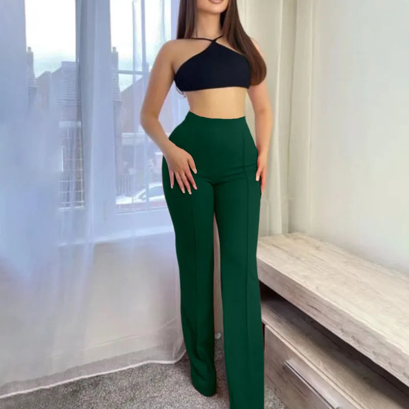 Women's Slim Bell-Bottoms Trousers™ Solid Color Flared Trousers