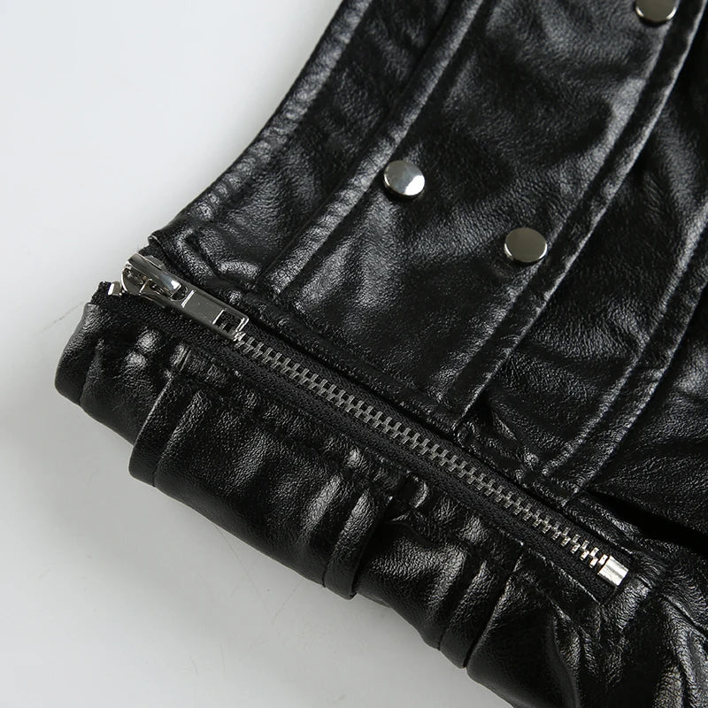 Women's Rockmore Y2k Vintage Mini Skirt™ Punk Style PU Leather High Waist Short Skirt