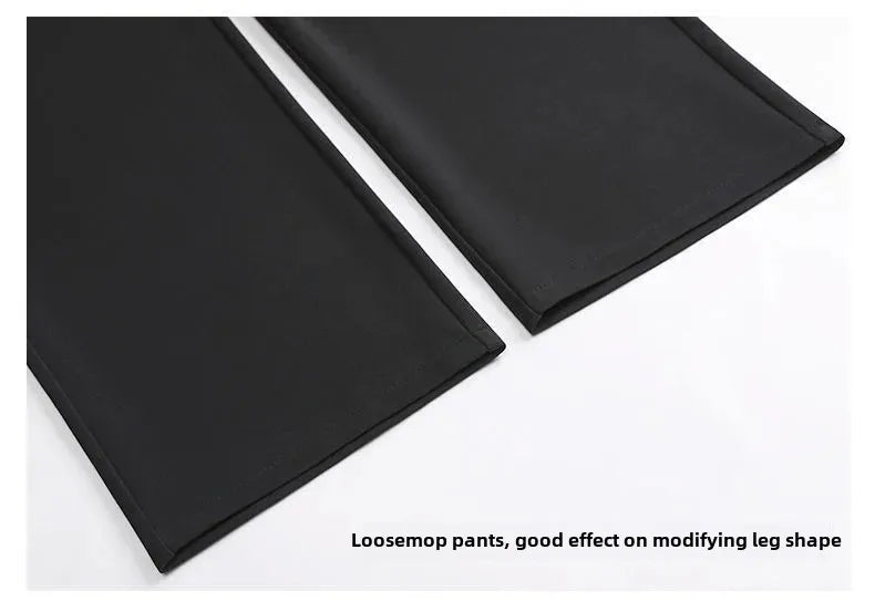 Women's High-Waisted Draped Bell Bottom Trousers™ Loose-Fit Floor-Length Straight-Leg Pants