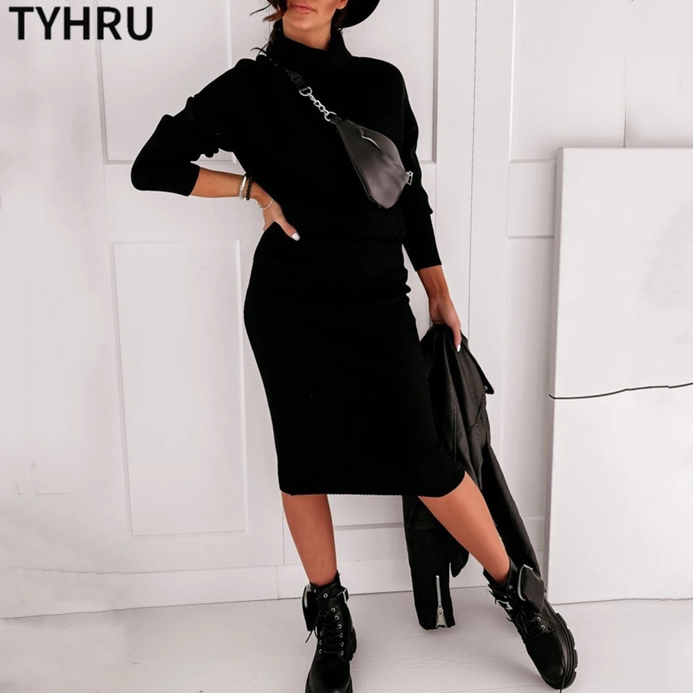 Women's Knitting Costume™ TYHUR Autumn Turtleneck Pullover Sweater and Slim Skirt Set