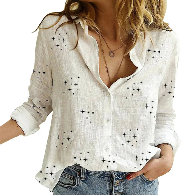 Women's Elegant Cotton Linen Shirts™ Casual Solid Button Lapel Long Sleeve Loose Shirts