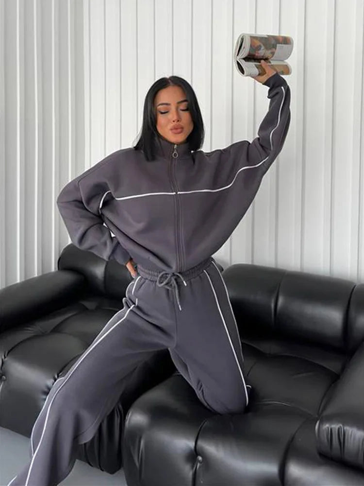 Women's Suit™ 2 Piece Outfits Long Sleeve Zip Up Jacket Jogger Sweatpants Tracksuit