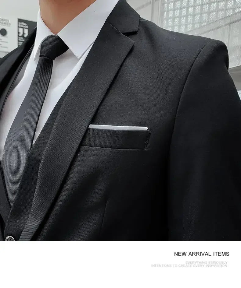 Men's Suit (Blazer+ Vest + Pants)™ Solid Color Casual Slim-fit Suit