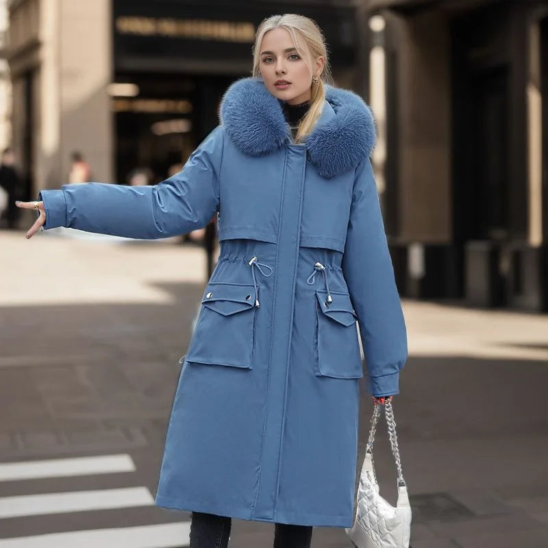 Women's Parkas Coat™ Thick Pinch Cotton Detachable Inner Tank Long Over Knee Coat