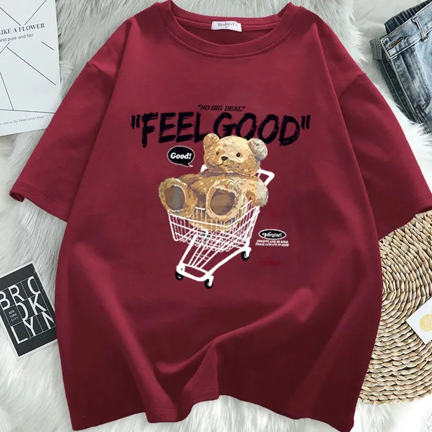Women's Cartoon Bear Short Sleeve T-shirt™ Loose Korean Style T-Shirt