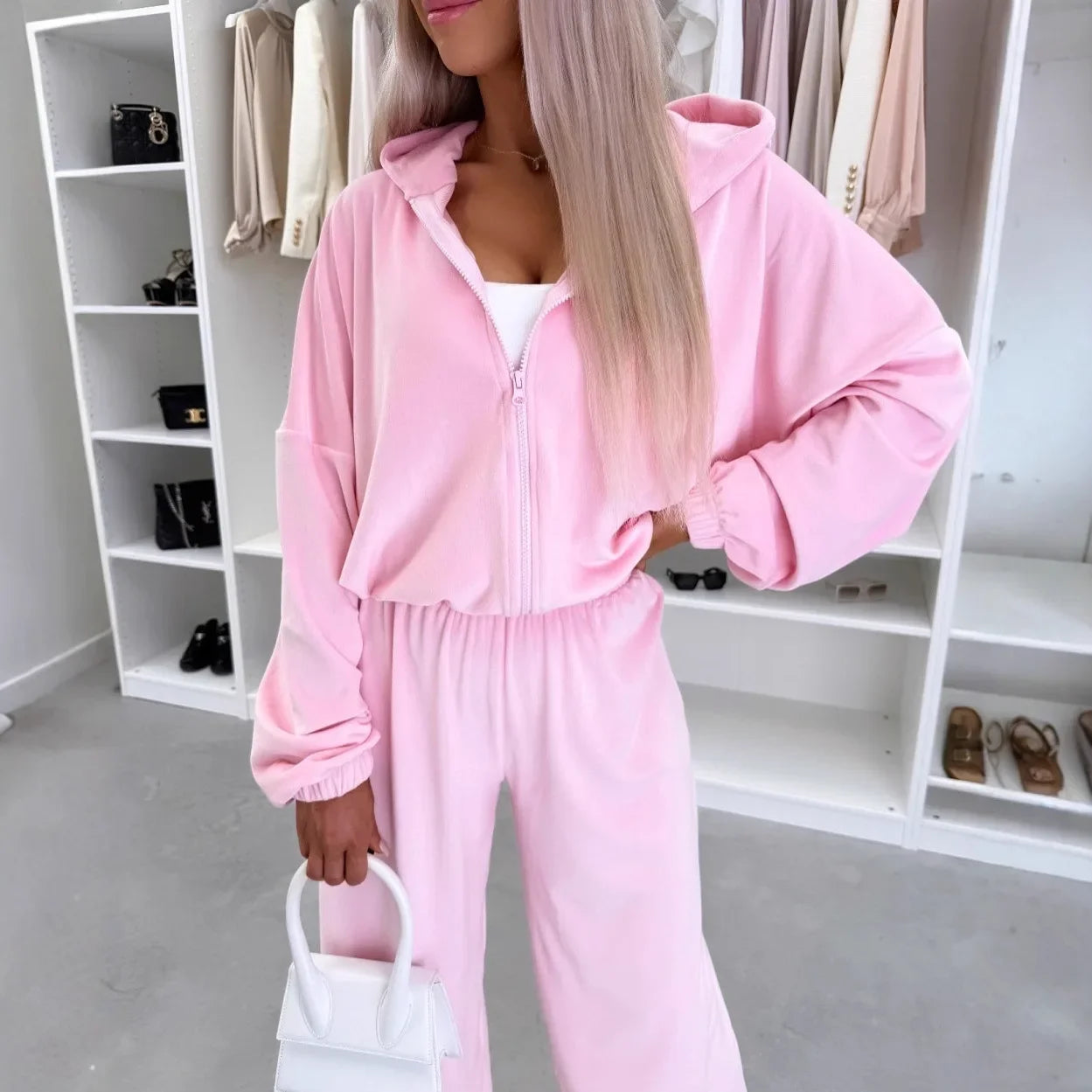 Women's  Casual Outfit™ Zipper Hooded Cardigan + Wide Leg Pants Two Piece Set