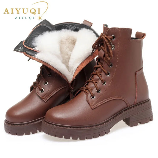 AIYUQI Women's Boots™ Winter Leather Warm Ankle Boots