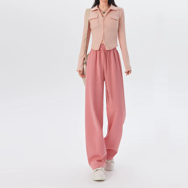 Women's Long Trousers™ Wide leg Elastic Waist Straight Knitted Trousers