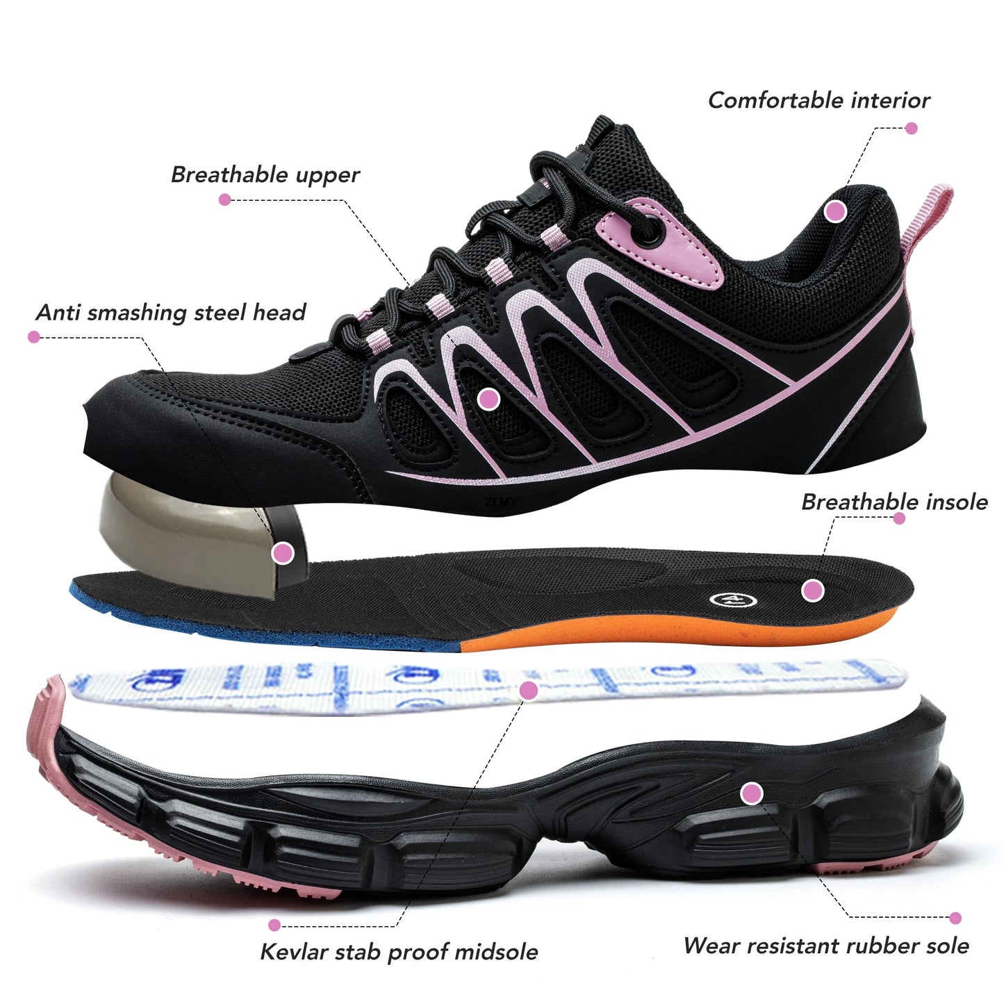ZLMY Women's Safety Shoes™ Breathable Steel Toe Puncture Proof Sneakers
