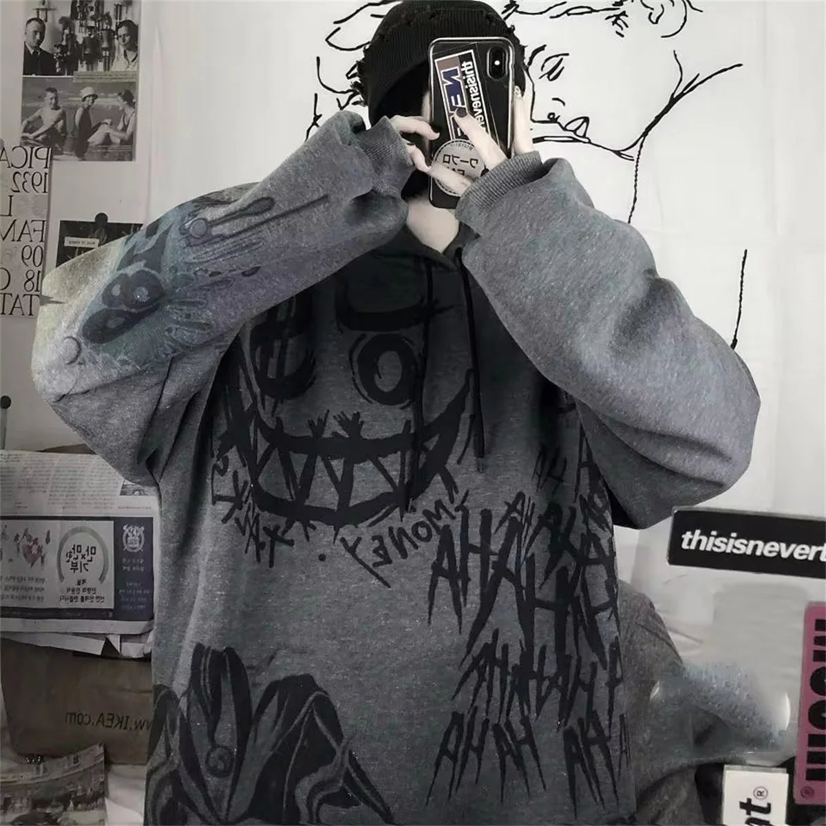 Women's Gothic Hoodie™ Japan Cartoon Hip Hop Punk Oversize Hoodie Sweatshirt