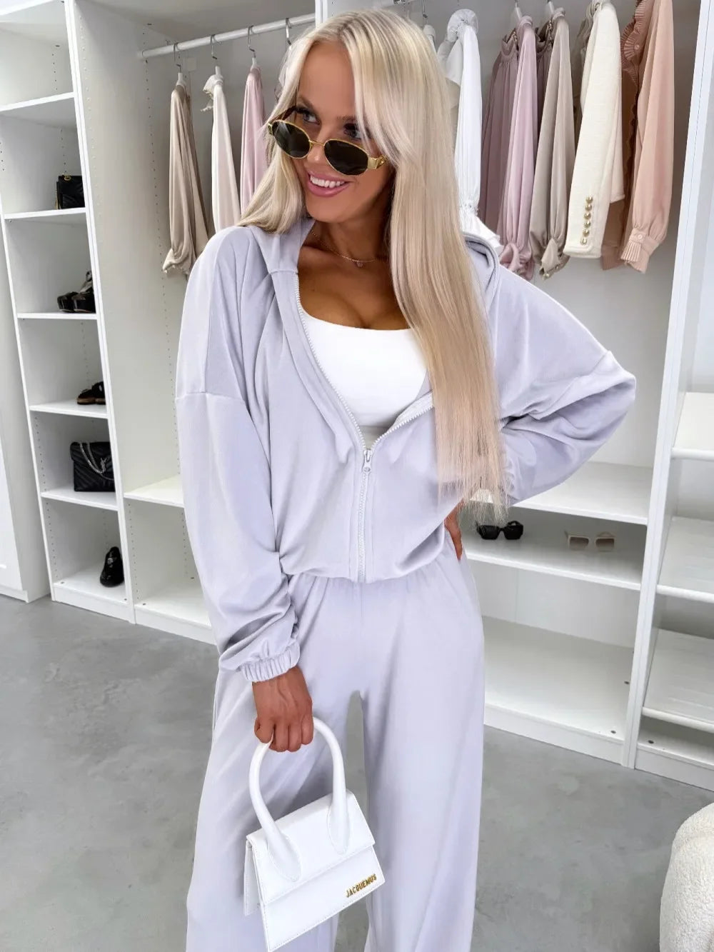 Women's  Casual Outfit™ Zipper Hooded Cardigan + Wide Leg Pants Two Piece Set