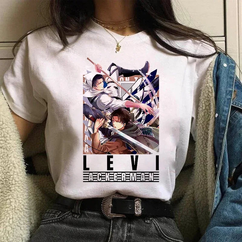 Women's T shirt™ Levi Ackerman Attack On Titan Anime Comics Japanese Graphic Cartoon Streetwear Tops