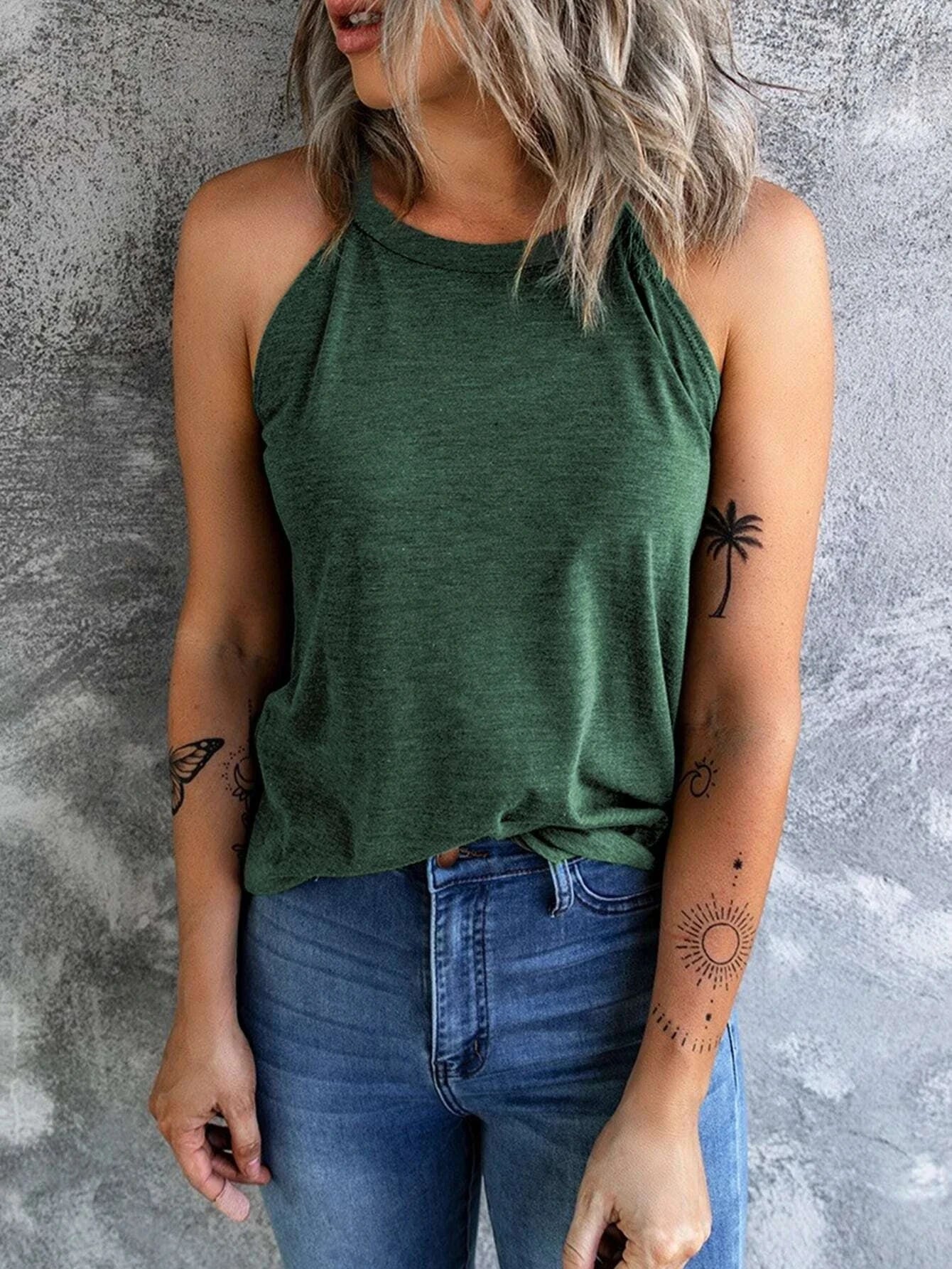 Women's Summer Sleeveless Halter T-Shirts™ Crew Neck Workout Tank Tops
