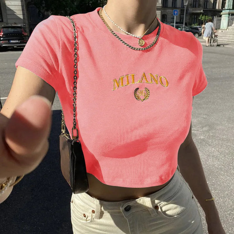 Women's Summer Crop T-shirt™ Short Sleeve O-Neck Cropped Tops