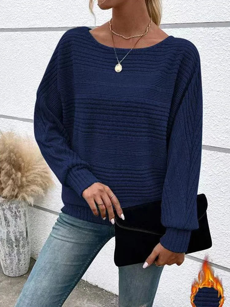 Women's Sweater™ Comfortable Loose Long Sleeve Round Collar Splicing Head Pullover