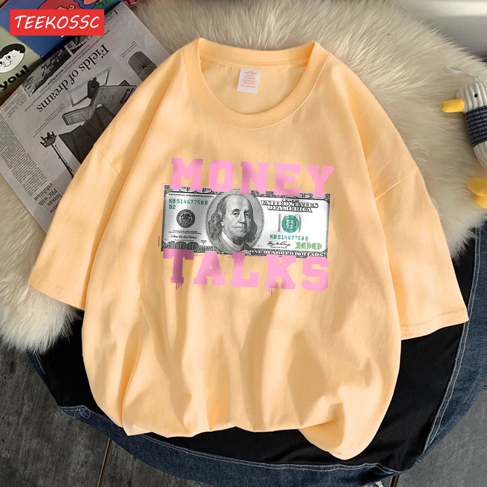 Women's T-Shirt™ Money Talks Us Dollar Short Sleeve T Shirts