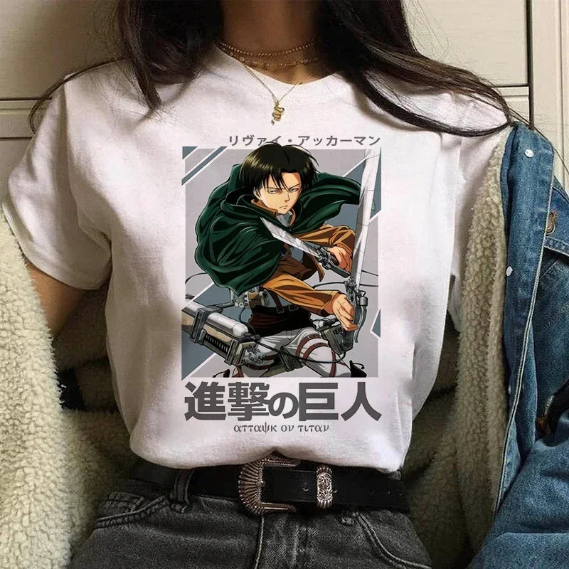 Women's T shirt™ Levi Ackerman Attack On Titan Anime Comics Japanese Graphic Cartoon Streetwear Tops