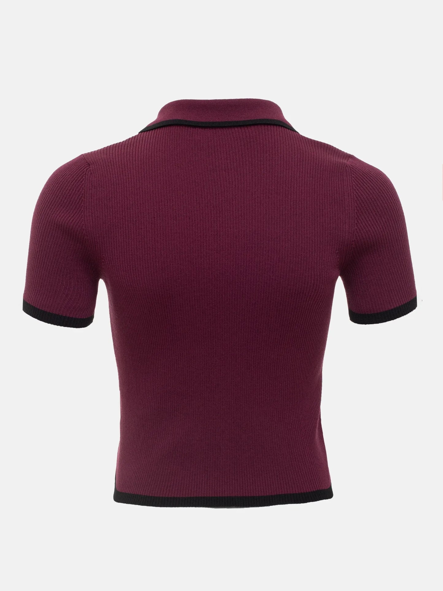 Women's Summer Knit Tops™ Short Sleeve Patchwork Slim Lapel Ribbed Tees