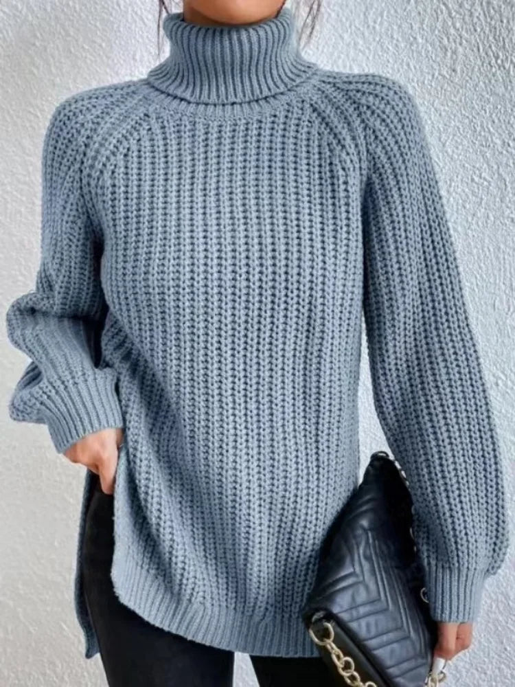 Women's Long Sleeve Turtleneck Loose Sweater™ Casual Warm Knitted Elegant Pullover
