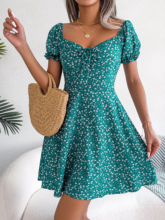 Women's Casual Ruffles Dress™ Short Sleeve Floral Print A Line Dress