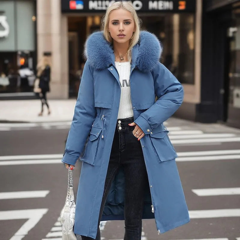 Women's Parkas Coat™ Thick Pinch Cotton Detachable Inner Tank Long Over Knee Coat