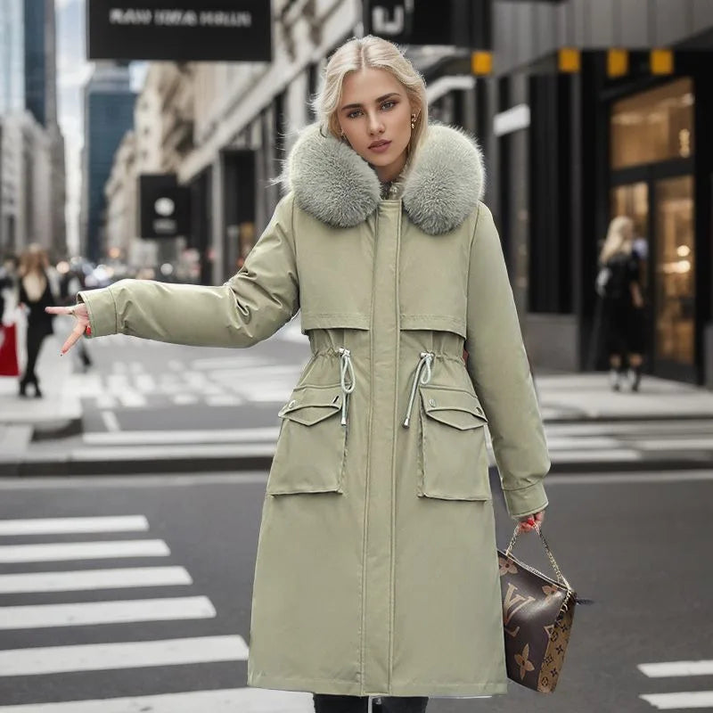 Women's Parkas Coat™ Thick Pinch Cotton Detachable Inner Tank Long Over Knee Coat