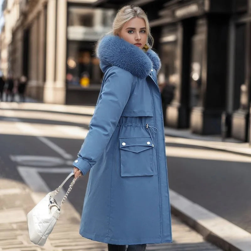 Women's Parkas Coat™ Thick Pinch Cotton Detachable Inner Tank Long Over Knee Coat