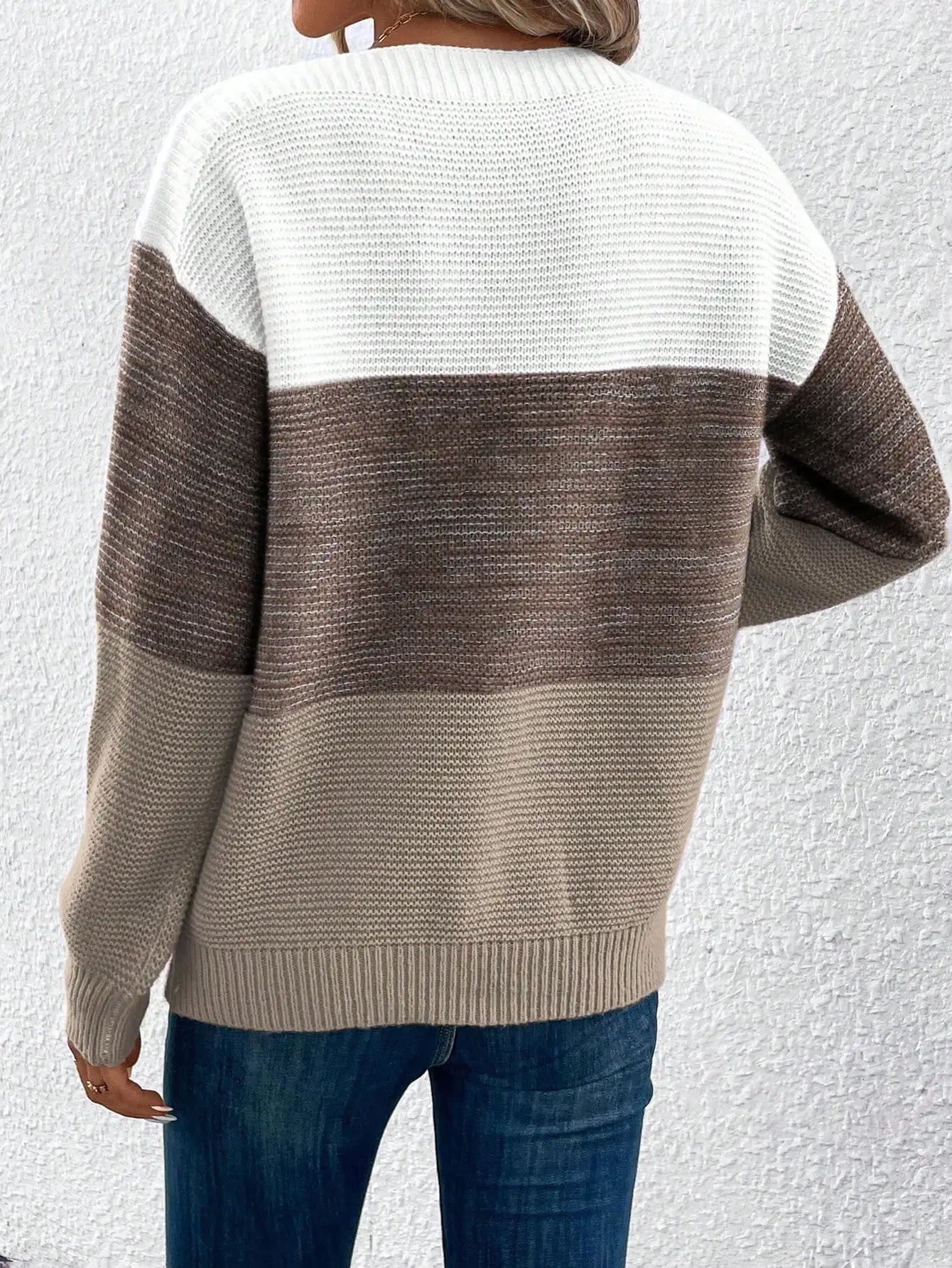 Women's Three-color Patchwork Sweater™ Casual Knitted Thickened Loose Jumpers