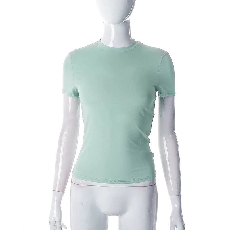 Women's Short Sleeve T-Shirt™ Solid Simple Casual Soft All-Match Basic Crop Tops